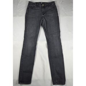 7 For All Mankind The High Waist Ankle Skinny Jeans Black Wash  28x28‎ USA Made